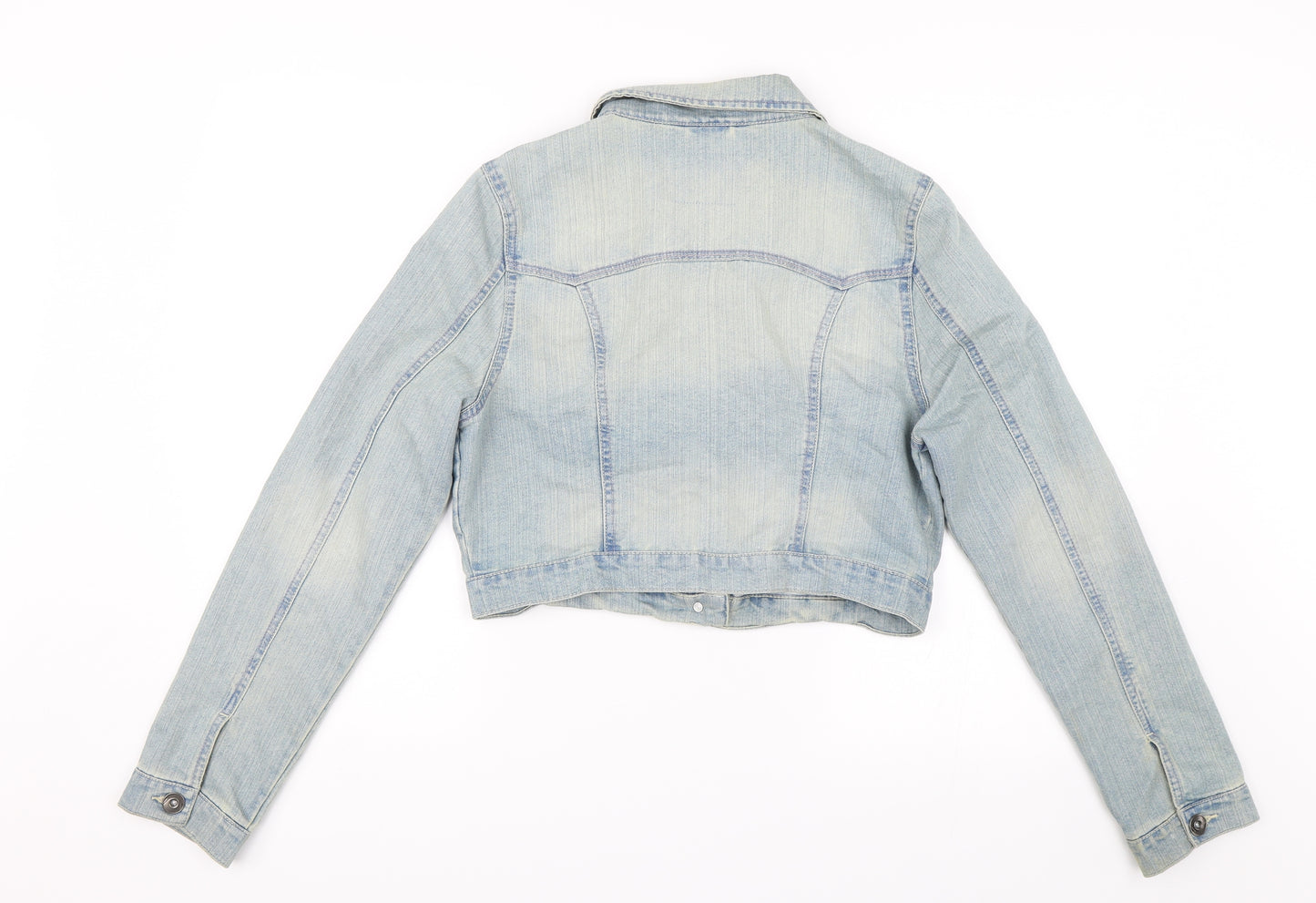 Internationale Womens Blue  Denim Biker Jacket Size 14