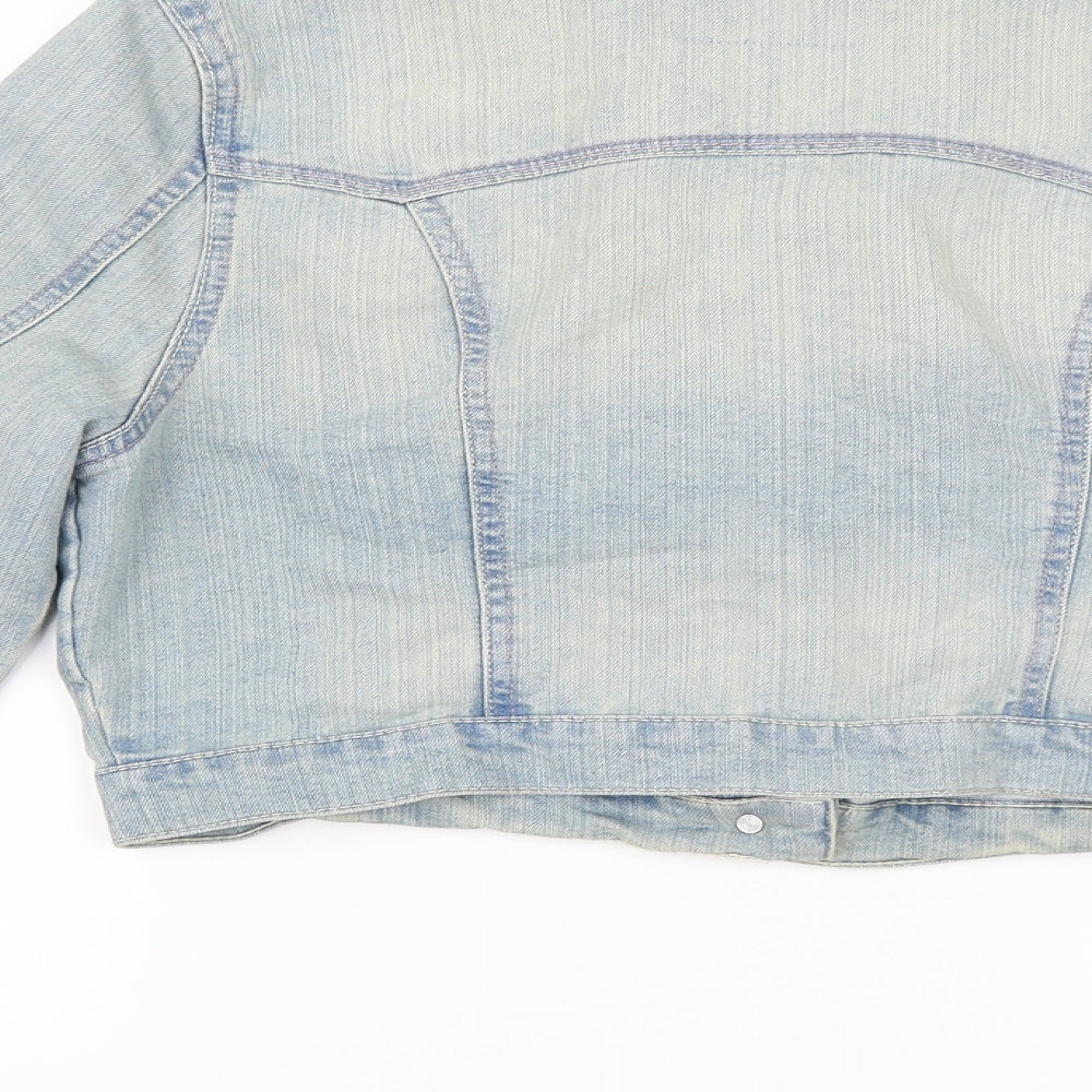 Internationale Womens Blue  Denim Biker Jacket Size 14