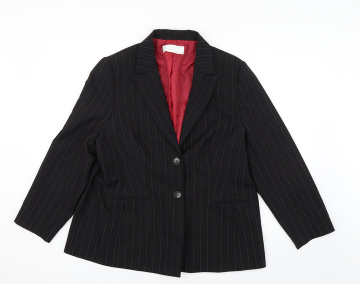 AMARANTO Womens Black Striped  Jacket Blazer Size 20