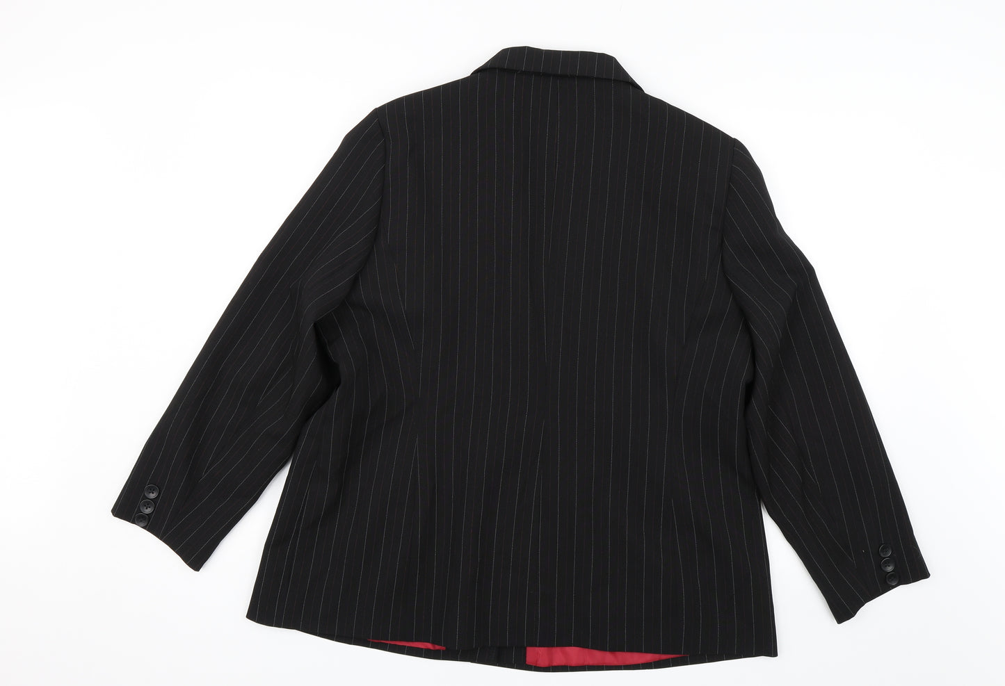 AMARANTO Womens Black Striped  Jacket Blazer Size 20