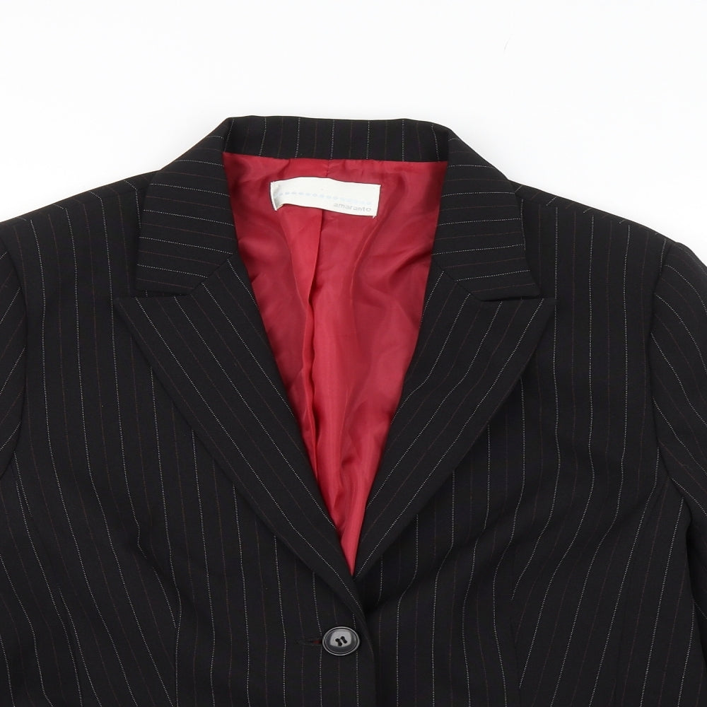 AMARANTO Womens Black Striped  Jacket Blazer Size 20