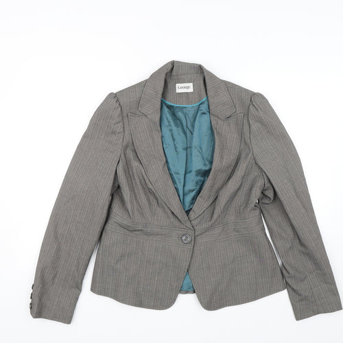 George Womens Grey Striped  Jacket Blazer Size 14