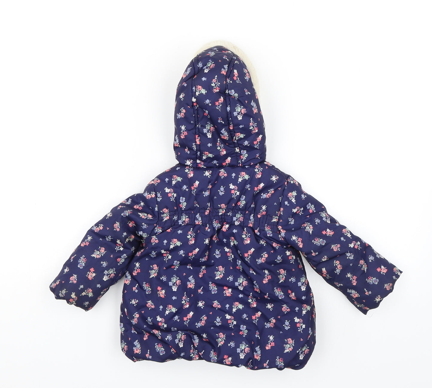 George Baby Blue Floral  Parka Jacket Size 9-12 Months