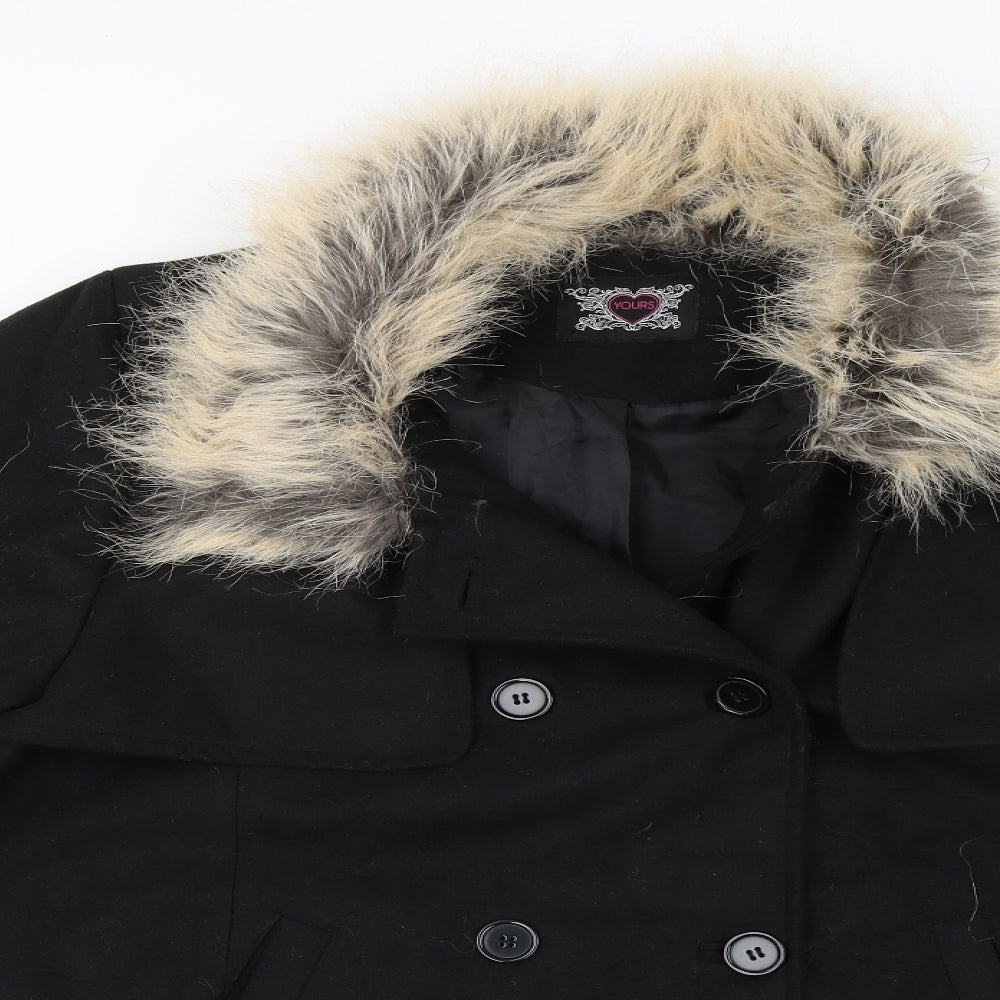 Yours Womens Black   Overcoat Jacket Size 22