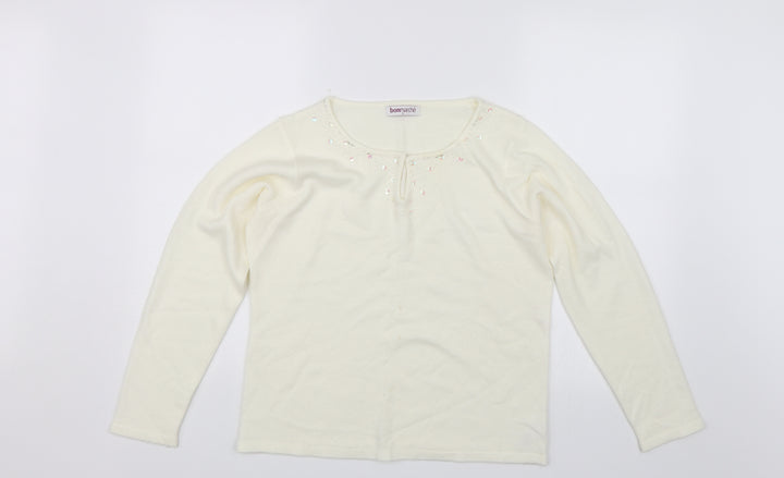 Bonmarché Womens White   Pullover Jumper Size S