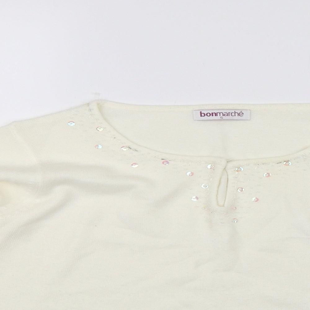 Bonmarché Womens White   Pullover Jumper Size S