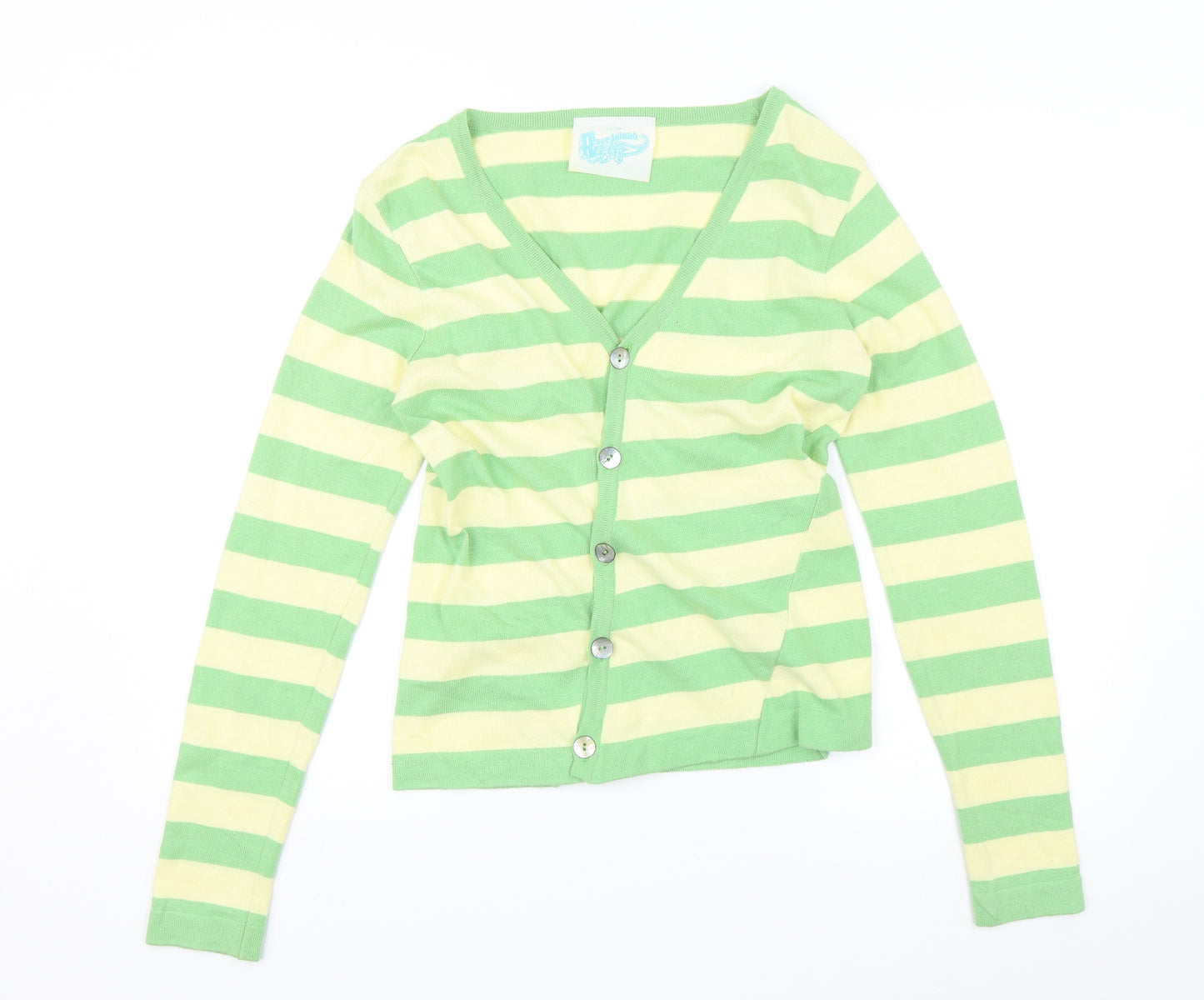 River Island Womens Green Striped  Cardigan Jumper Size 14