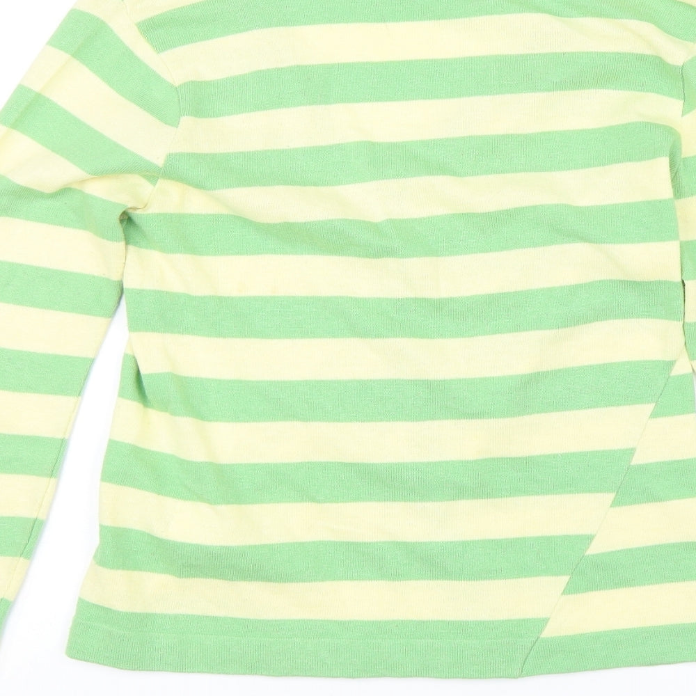 River Island Womens Green Striped  Cardigan Jumper Size 14