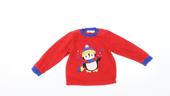 M&Co Baby Red   Pullover Jumper Size 18-24 Months  - Penguin