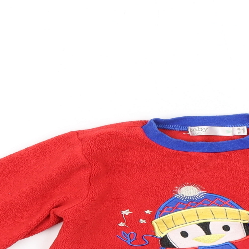 M&Co Baby Red   Pullover Jumper Size 18-24 Months  - Penguin