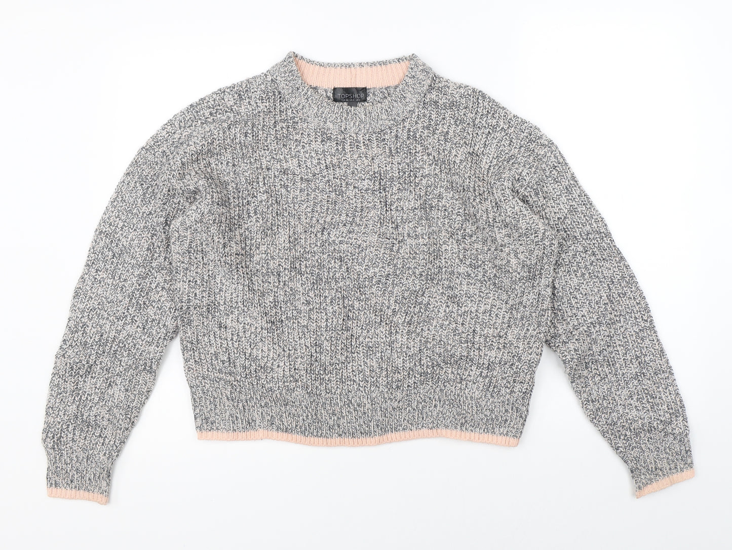 Topshop Womens Grey Herringbone  Pullover Jumper Size 6