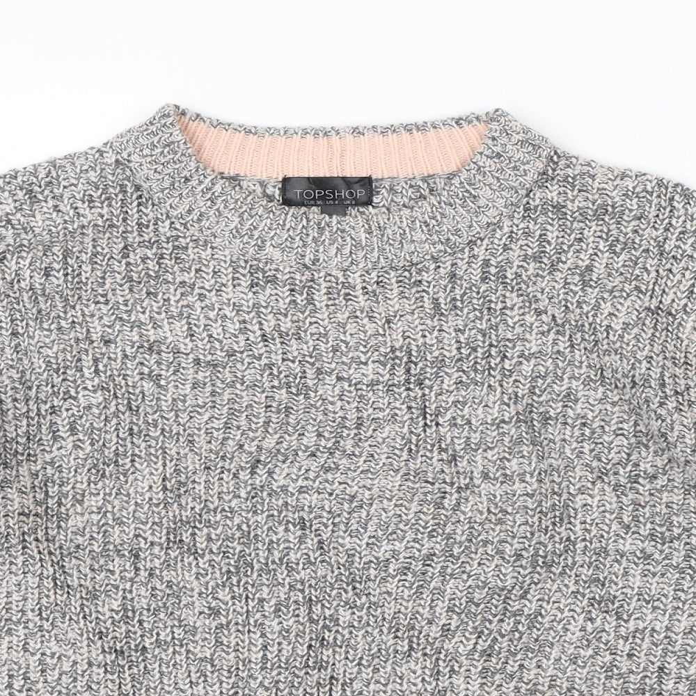 Topshop Womens Grey Herringbone  Pullover Jumper Size 6