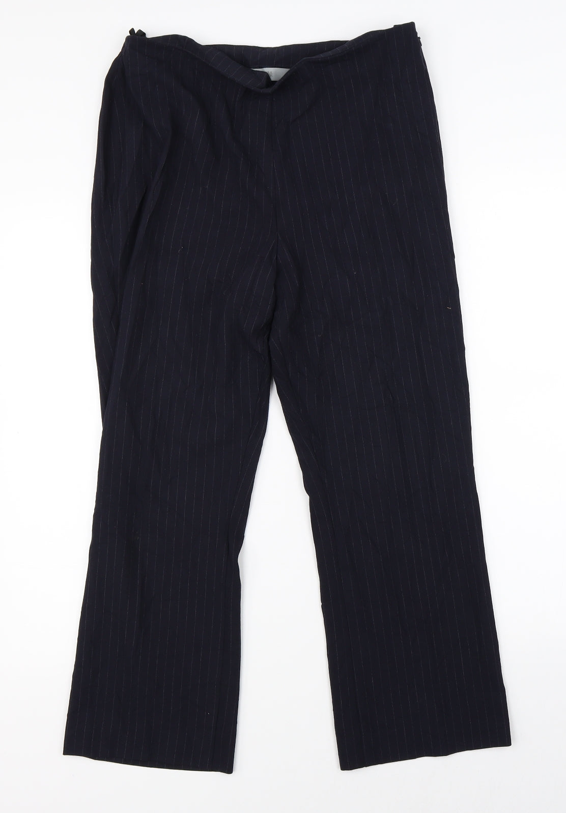 Marks & Spencer Womens Black Striped  Dress Pants Trousers Size 12 L23 in