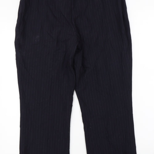 Marks & Spencer Womens Black Striped  Dress Pants Trousers Size 12 L23 in