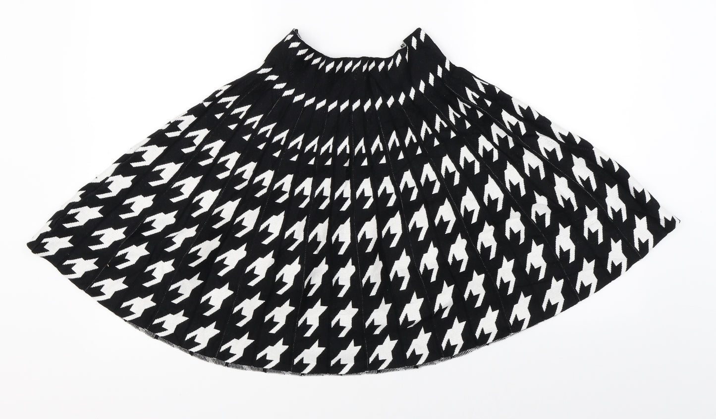 Cherry Koko Womens Black Houndstooth  A-Line Skirt Size L