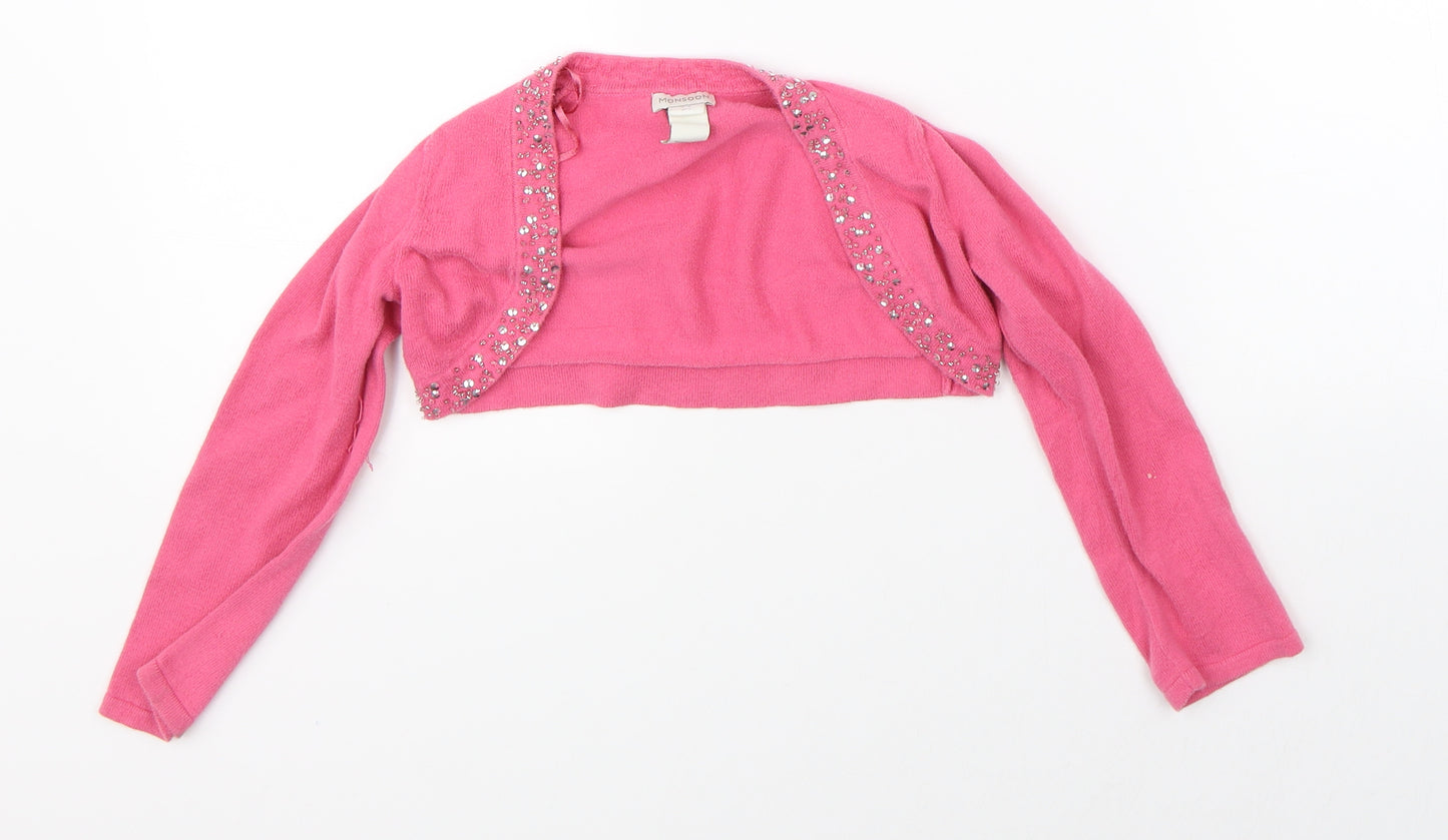 Monsoon Girls Pink   Shrug Jumper Size 5-6 Years