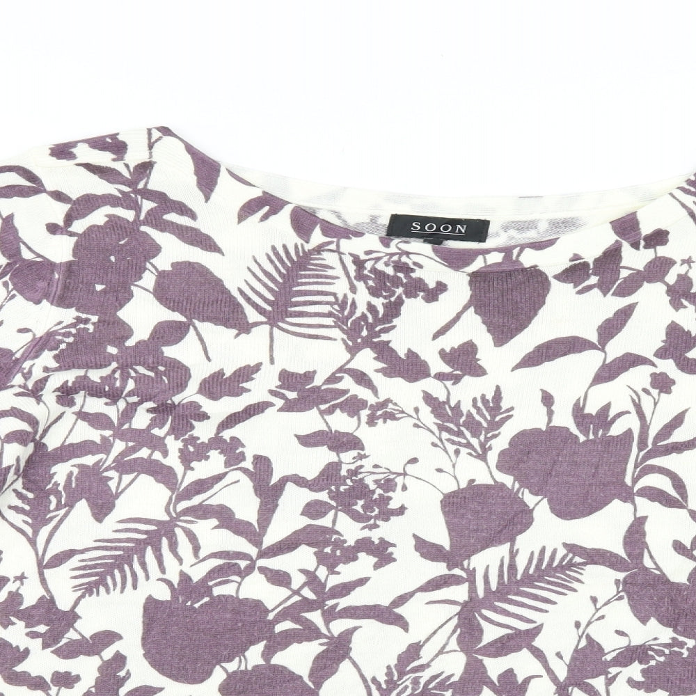 Soon Womens Purple Floral  Pullover Jumper Size 18