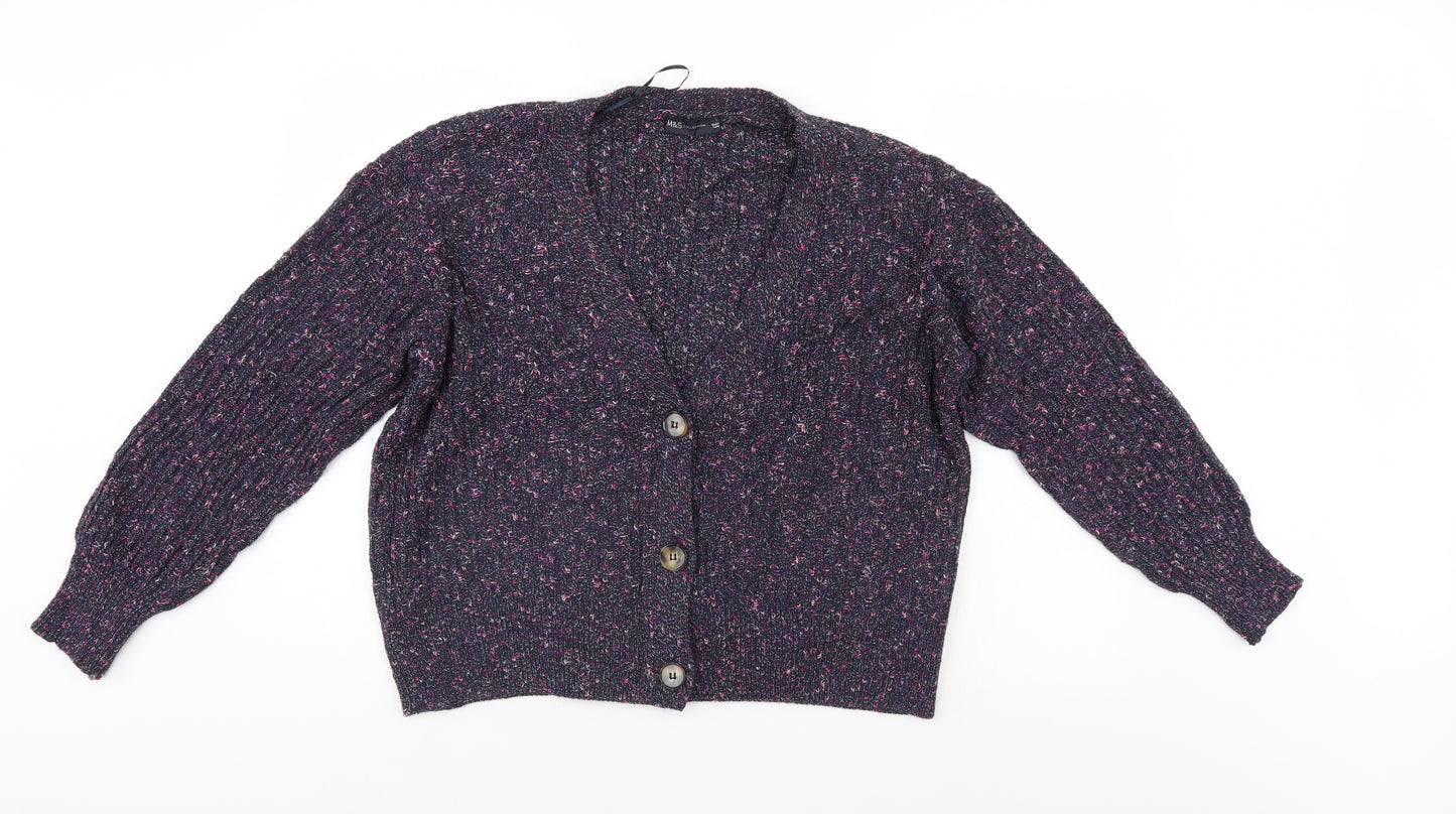 M&S Womens Purple   Cardigan Jumper Size L