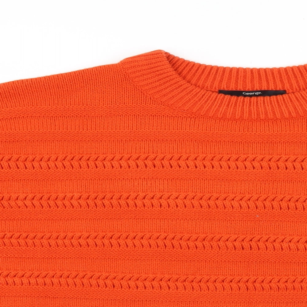 George Womens Orange Striped  Pullover Jumper Size L