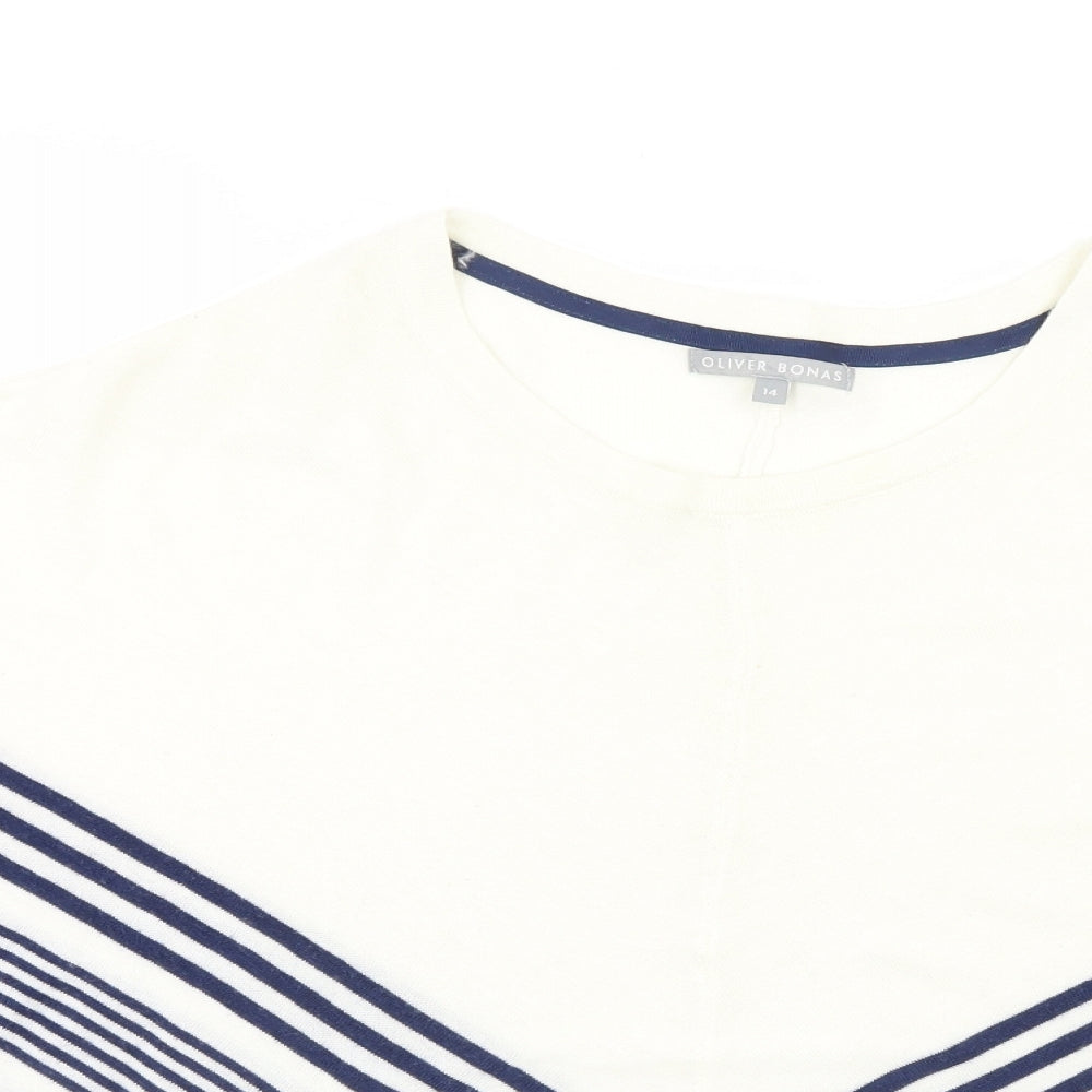 Oliver Bonas Womens Multicoloured Striped  Pullover Jumper Size 14  - Batwing
