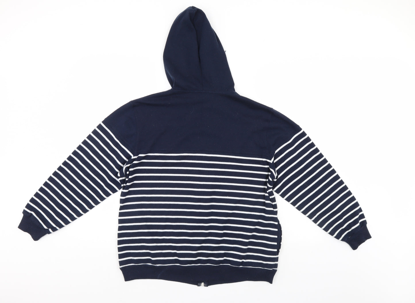 FABRIZIO  Womens Blue Striped  Full Zip Hoodie Size L