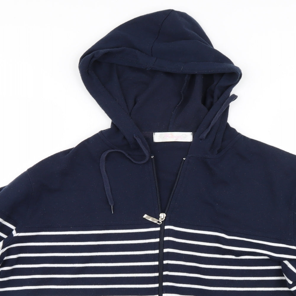 FABRIZIO  Womens Blue Striped  Full Zip Hoodie Size L