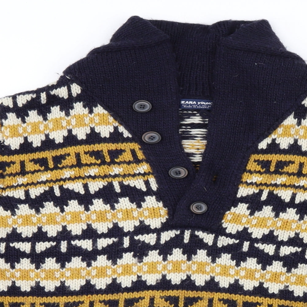 Zara Young Womens Multicoloured Geometric  Pullover Jumper Size L