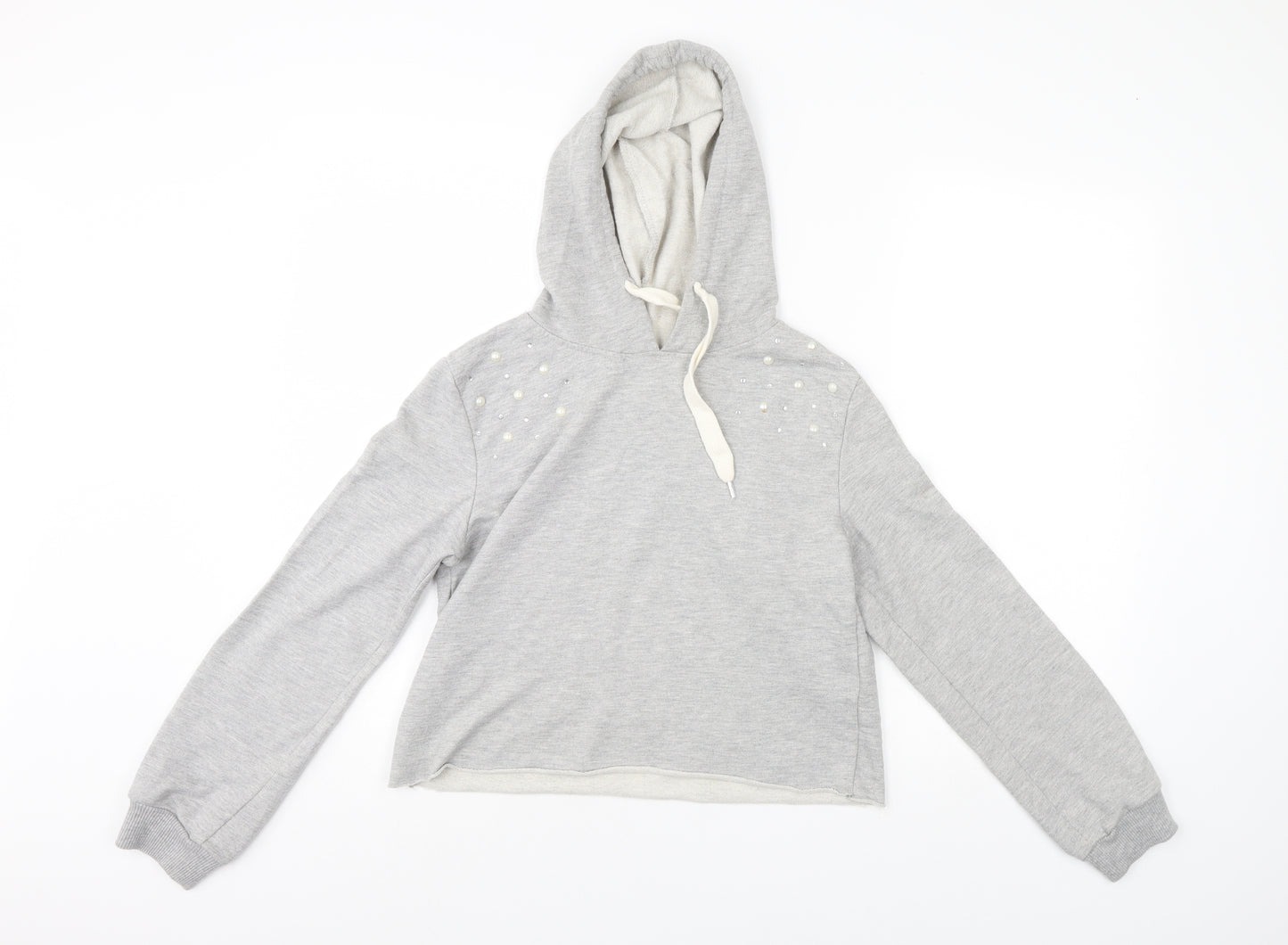 Primark Womens Grey   Pullover Hoodie Size 8  - cropped