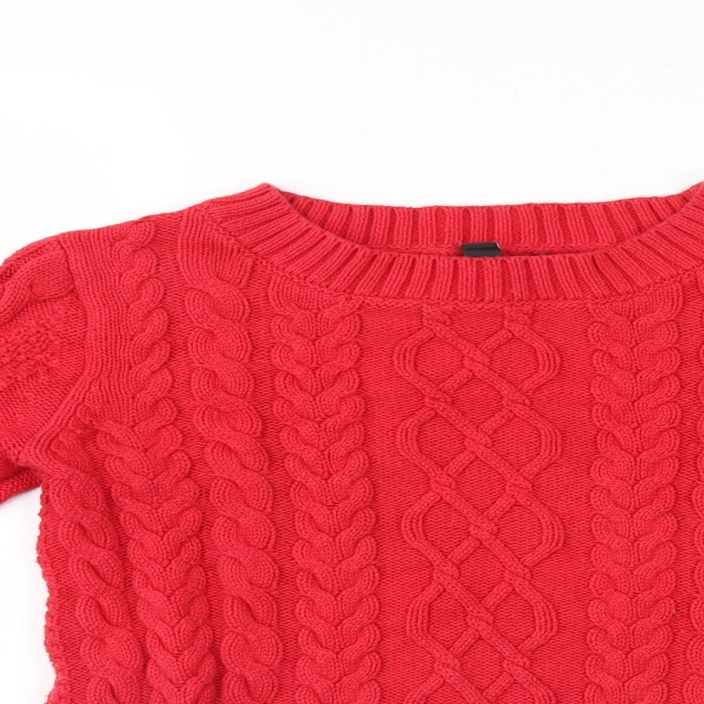 Mango Womens Red Fair Isle  Pullover Jumper Size S
