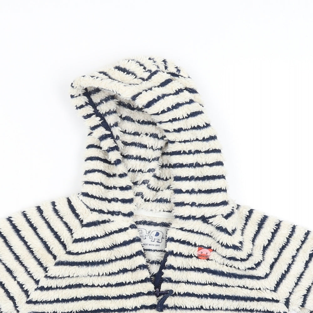NEXT Boys White Striped  Pullover Hoodie Size 3-4 Years