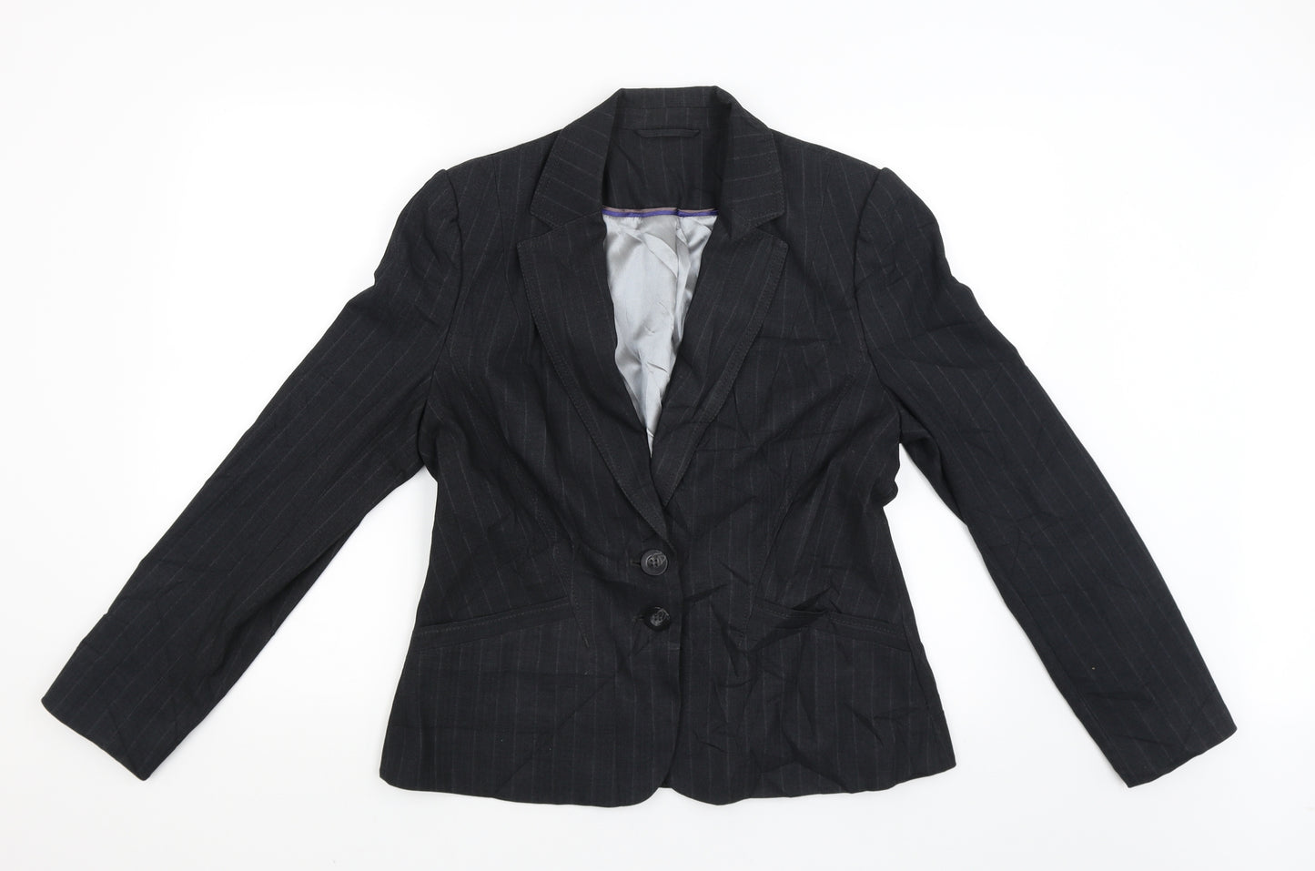 F&F Womens Black Striped  Jacket Blazer Size 16