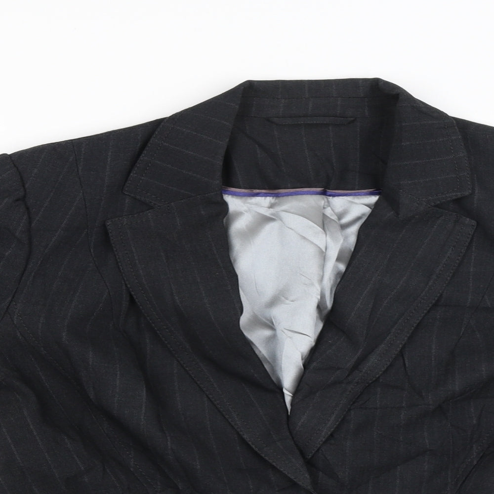 F&F Womens Black Striped  Jacket Blazer Size 16