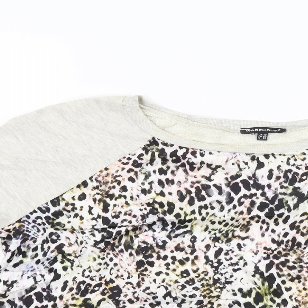 Warehouse Womens Beige Animal Print  Pullover Jumper Size 12
