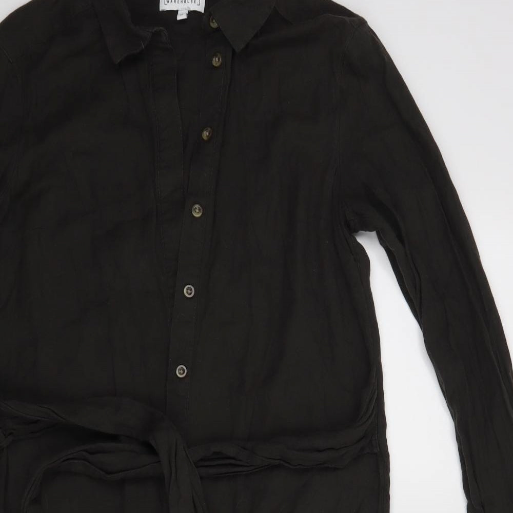 Warehouse Womens Black   Shirt Dress  Size 12