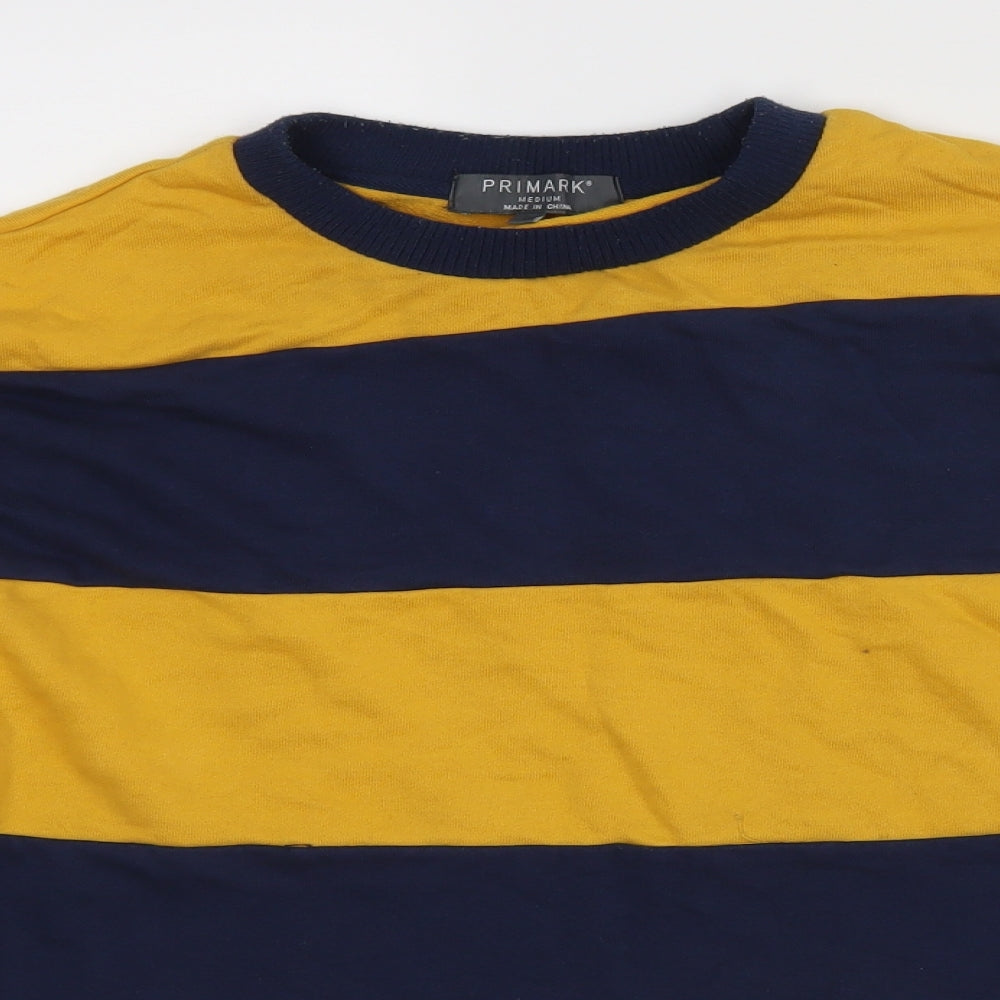 Primark Mens Yellow Striped  Pullover Jumper Size M