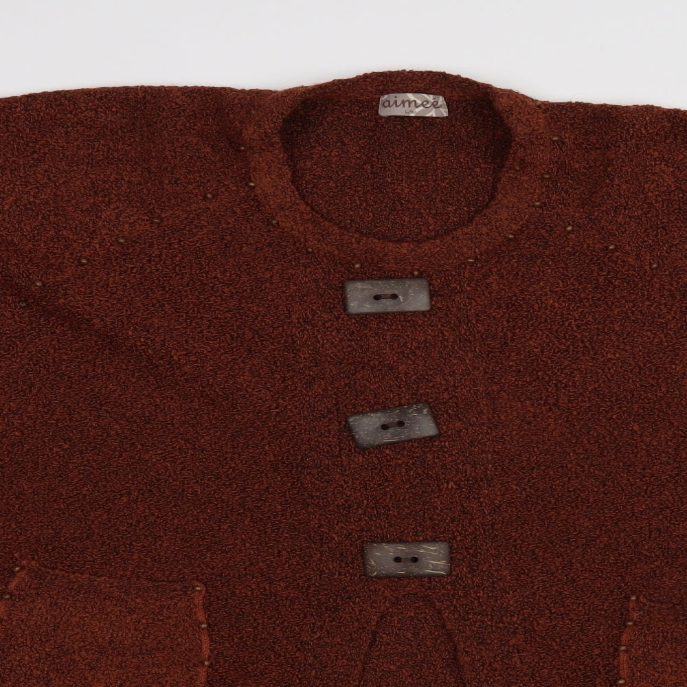 Aime Womens Brown   Wrap Jumper Size L