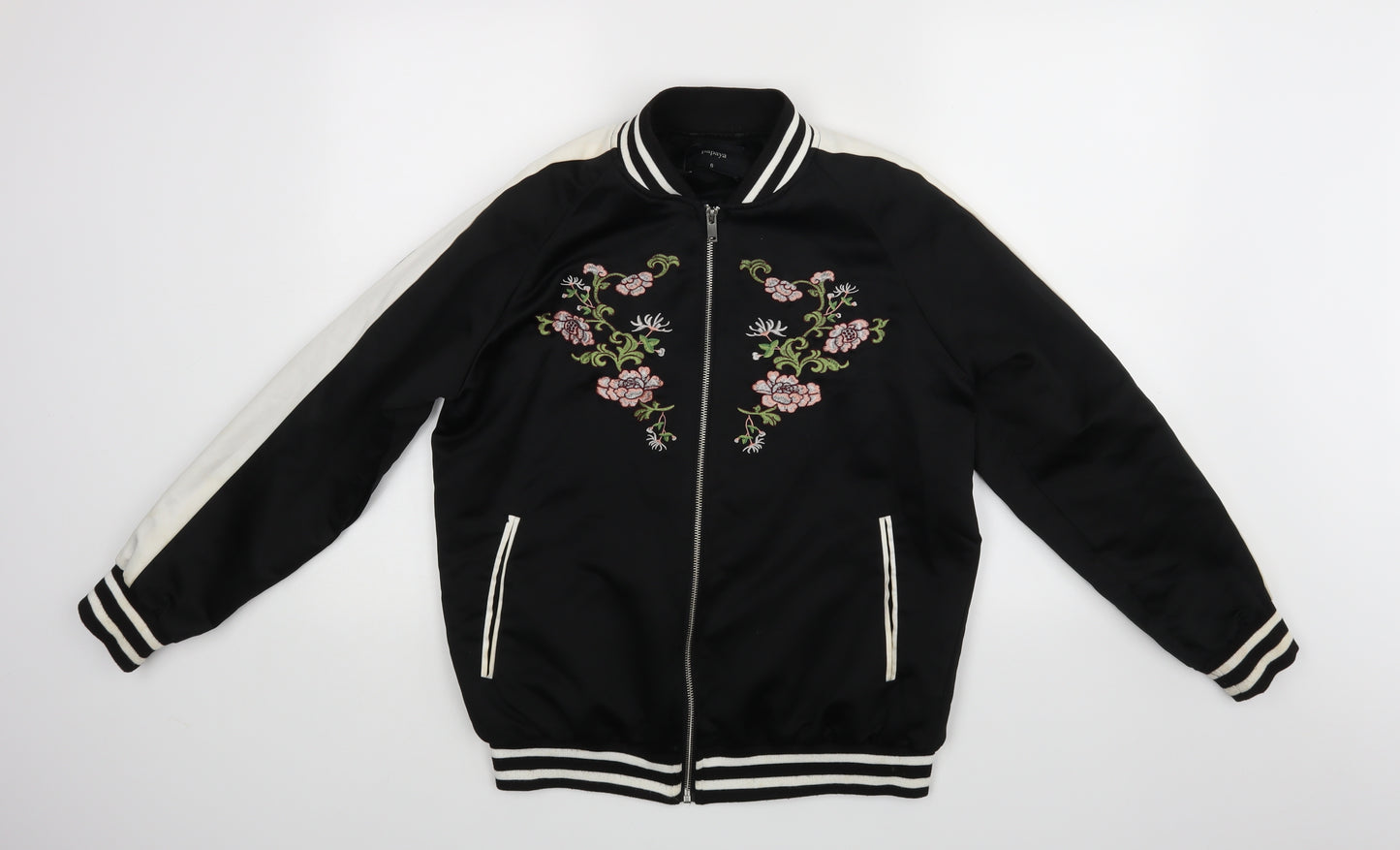 Papaya Womens Black Floral  Jacket  Size 8