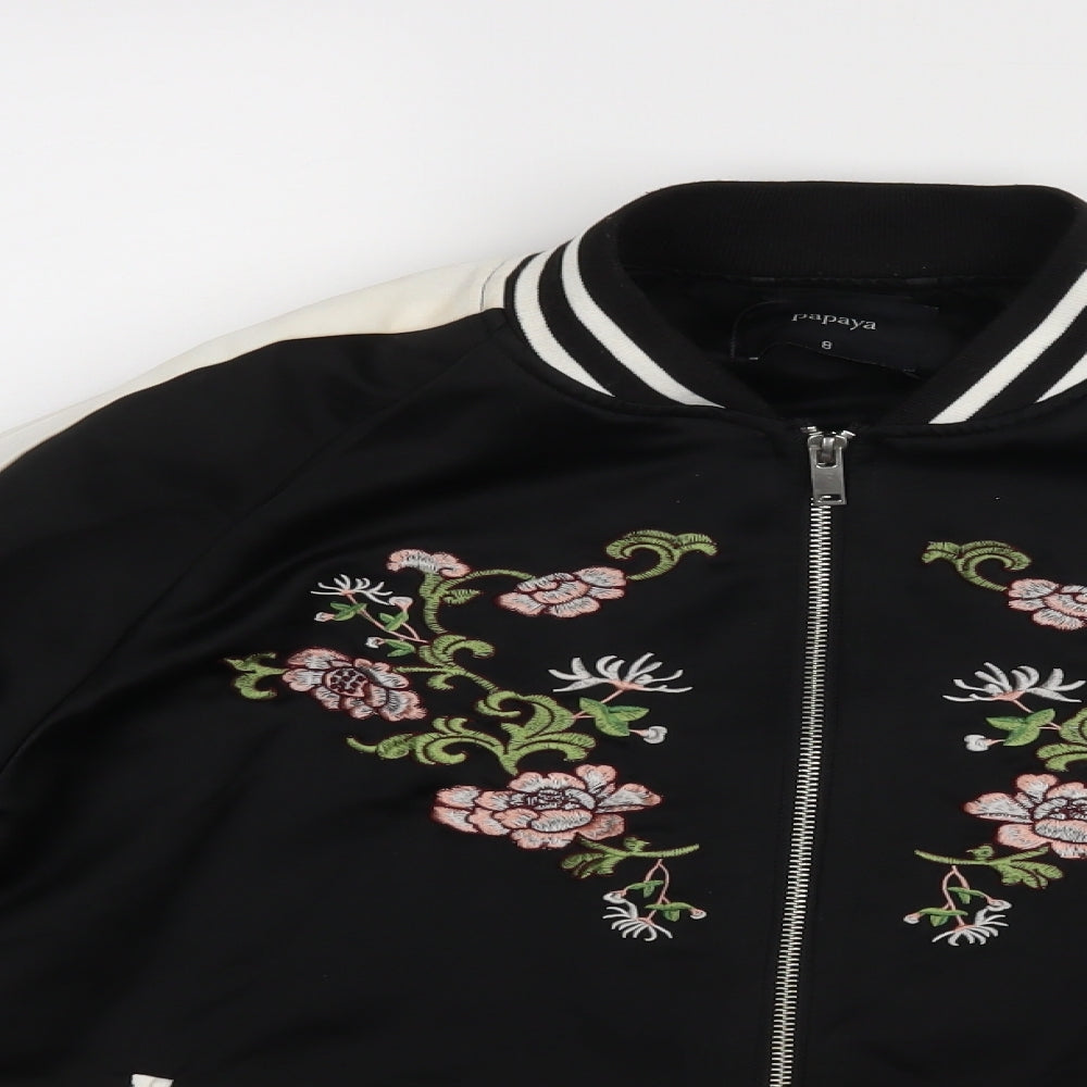 Papaya Womens Black Floral  Jacket  Size 8