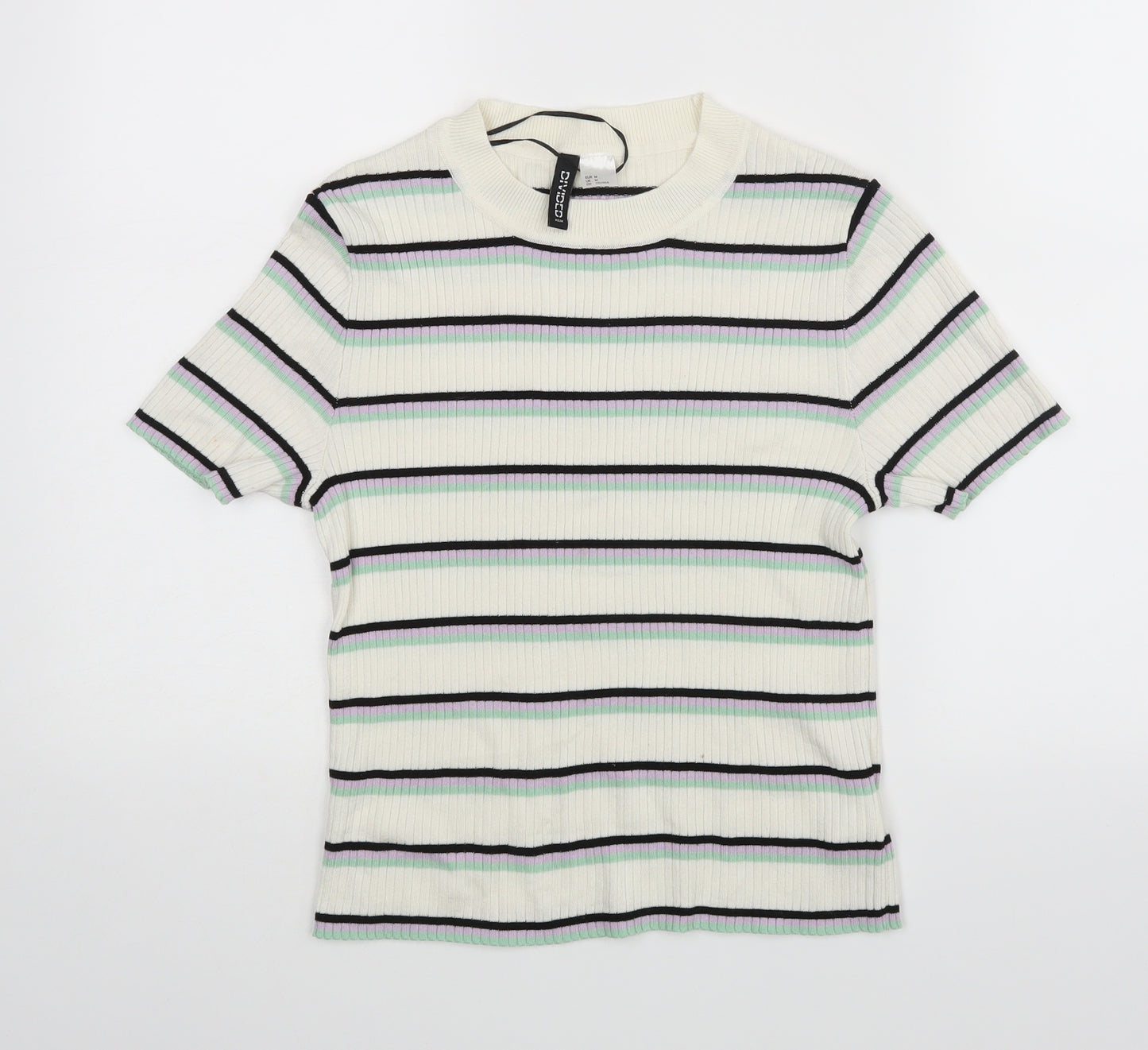 Divided Womens White Striped  Basic Blouse Size M