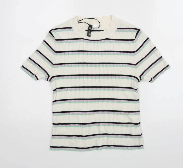 Divided Womens White Striped  Basic Blouse Size M