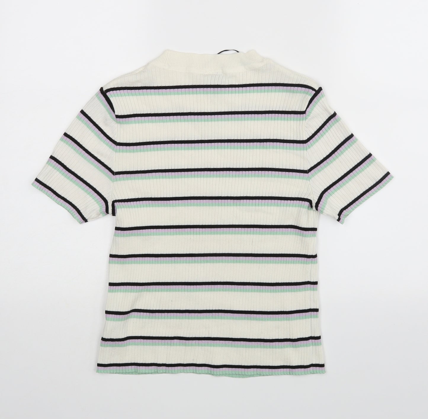 Divided Womens White Striped  Basic Blouse Size M