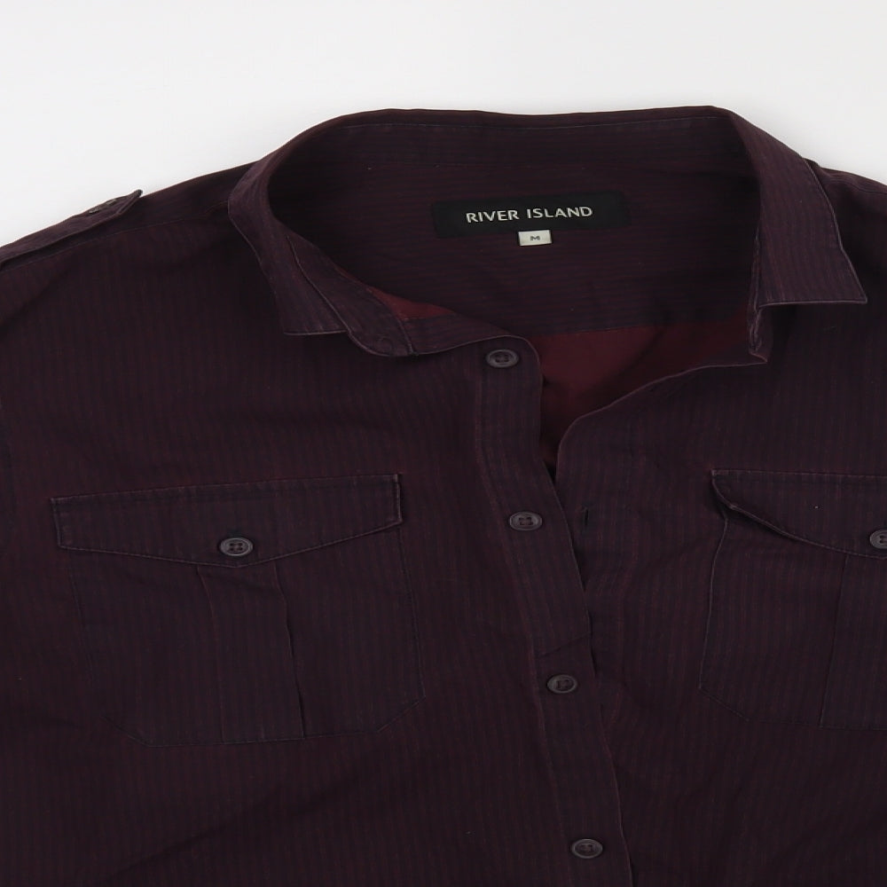 River Island Mens Purple Striped   Dress Shirt Size M