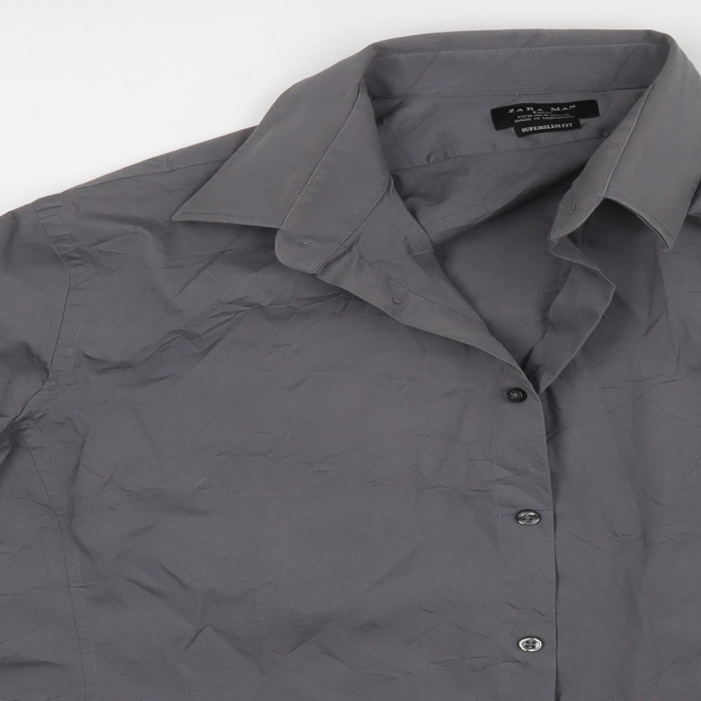 Zara Man Mens Grey    Dress Shirt Size L