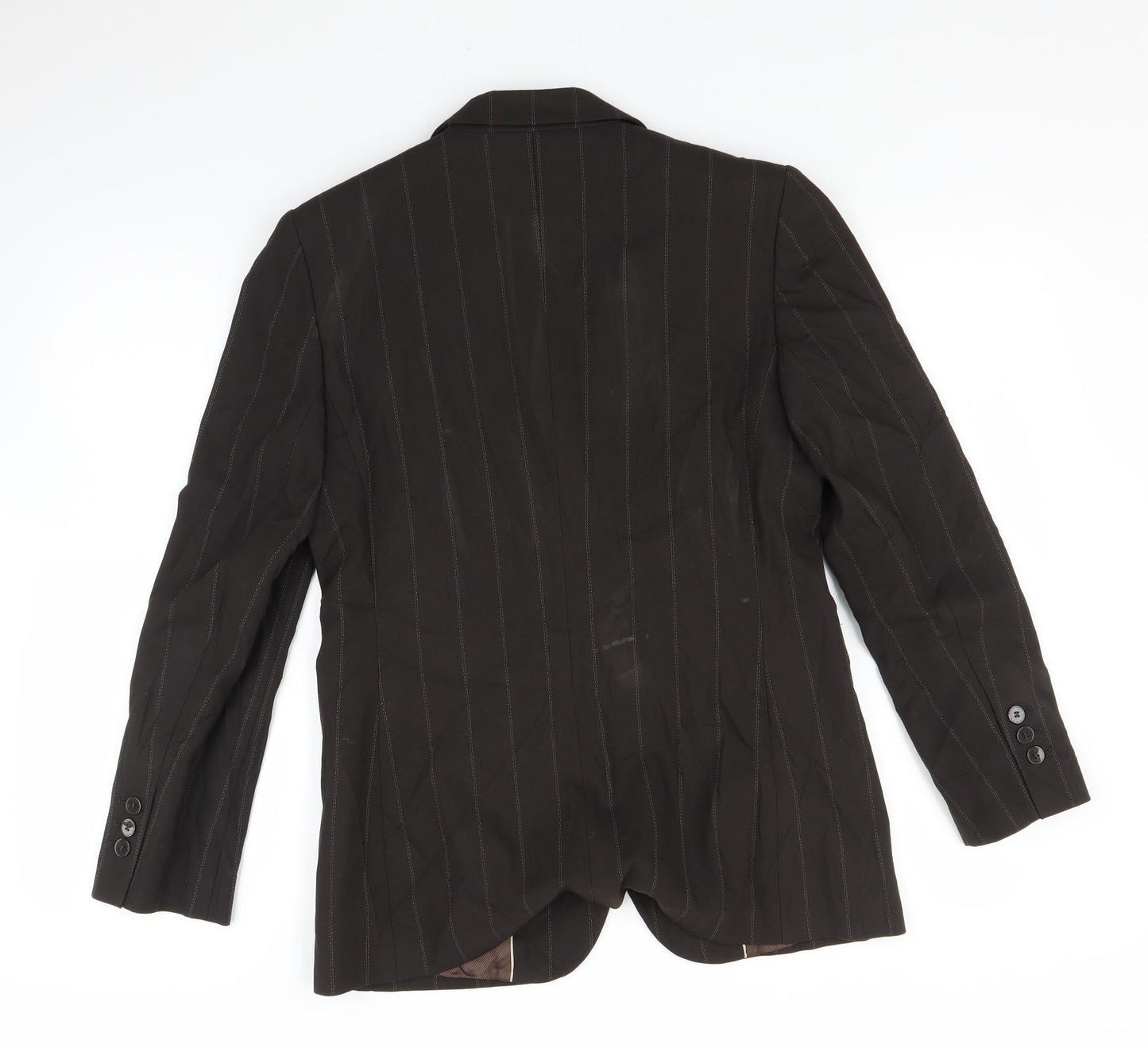 NEXT Womens Brown Striped  Jacket Suit Jacket Size 12