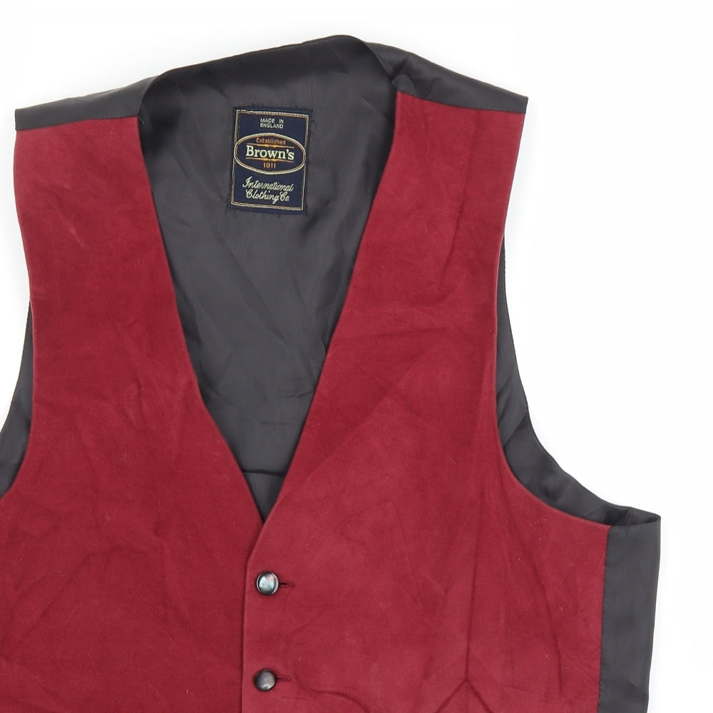 Browns Mens Red   Jacket Suit Waistcoat Size 40