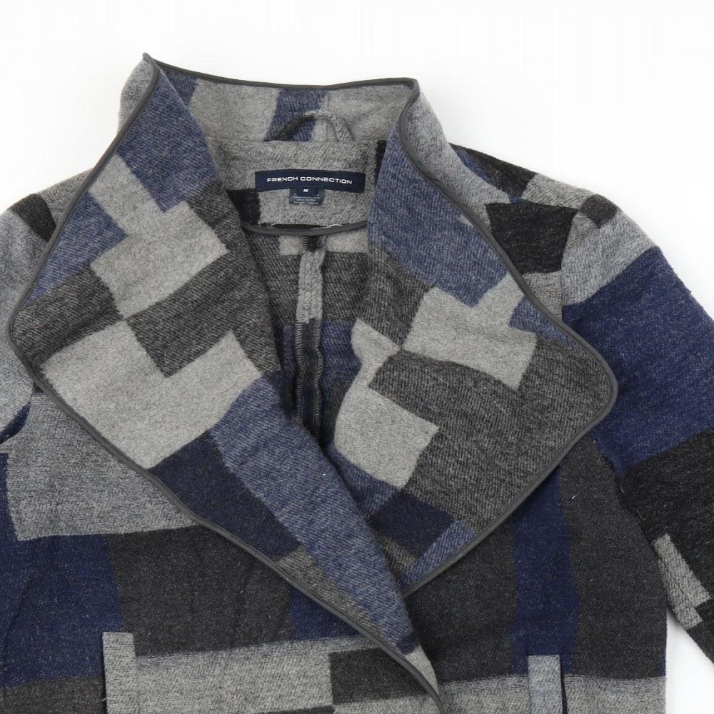 French Connection Womens Blue Plaid  Jacket Coatigan Size M