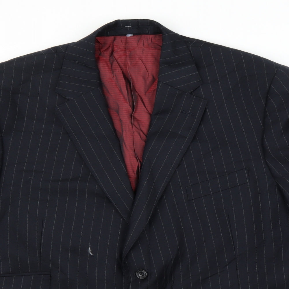 Marks and Spencer Mens Black Striped  Jacket Suit Jacket Size 46
