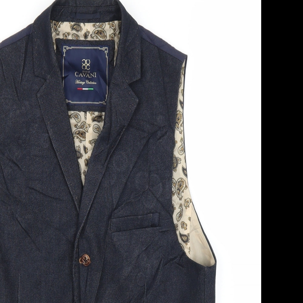 Cavani Mens Blue   Jacket Waistcoat Size 38
