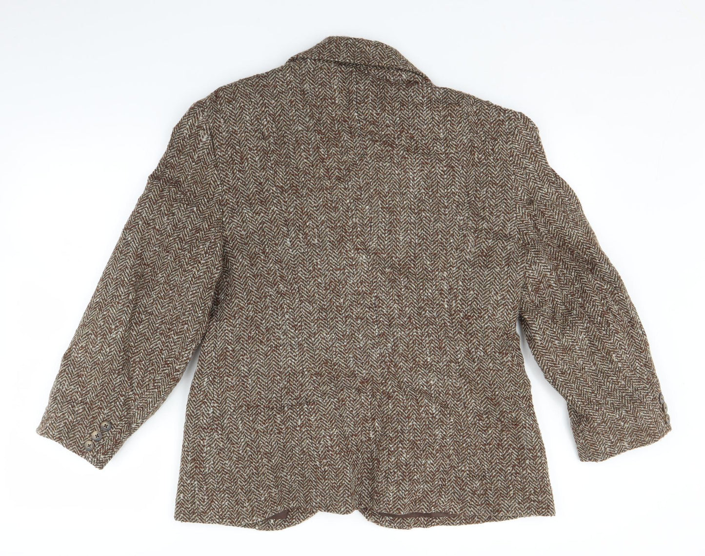 Debenhams Womens Brown Herringbone Tweed Jacket Blazer Size 16