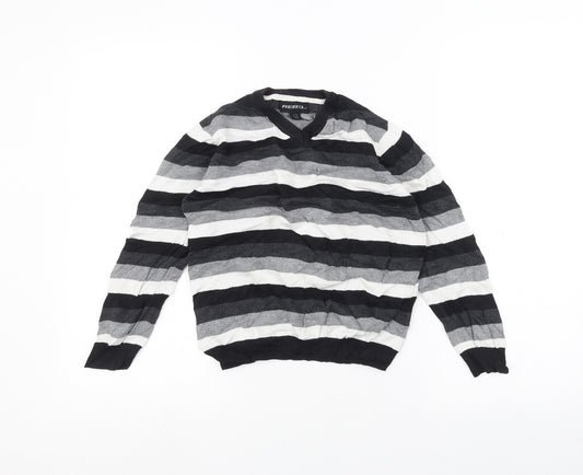 Rebel Boys Black Striped  Pullover Jumper Size 7-8 Years